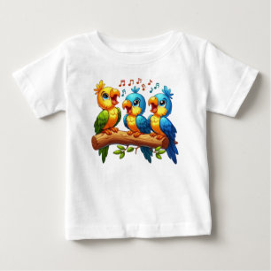 Camisas Bebidas com Ilustração de Papagaio Bonito