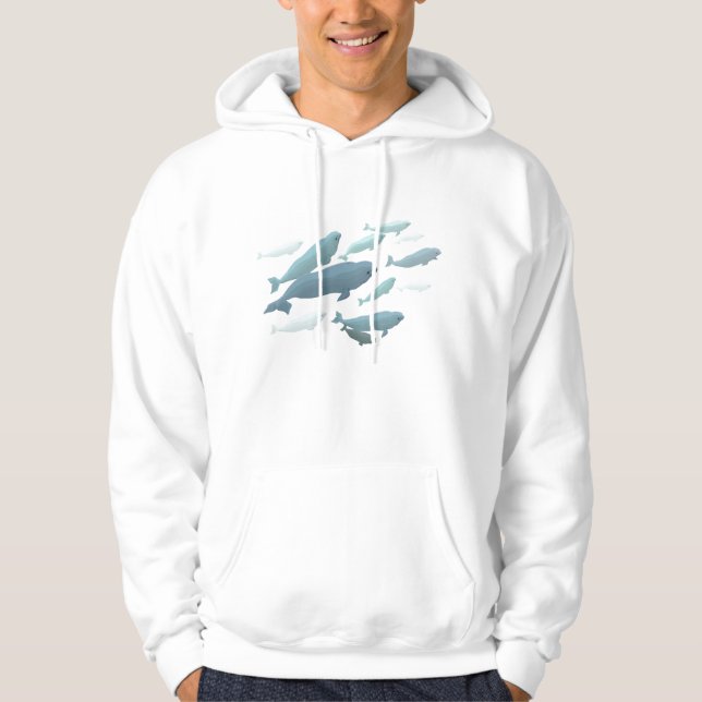 Camisas bonitos unisex da arte da baleia do Hoodie (Frente)