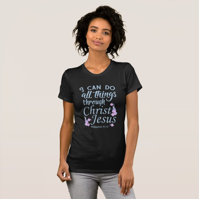 Camisas da Bíblia Eu Posso Fazer Todas as Coisas (Frente Completa)