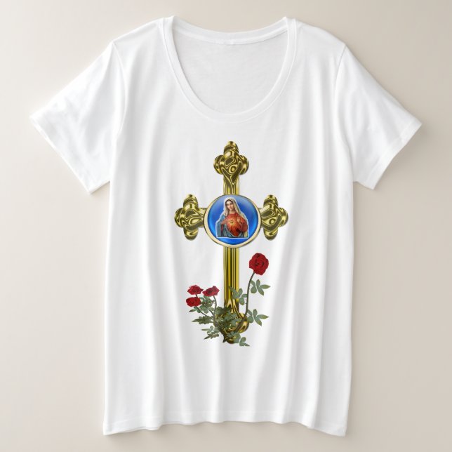 Camisas da Mãe Mary Cross (Frente do Design)