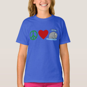 Camisas das baleias T do amor da paz, canecas de