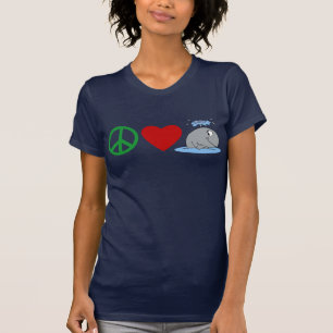 Camisas das baleias T do amor da paz, canecas de