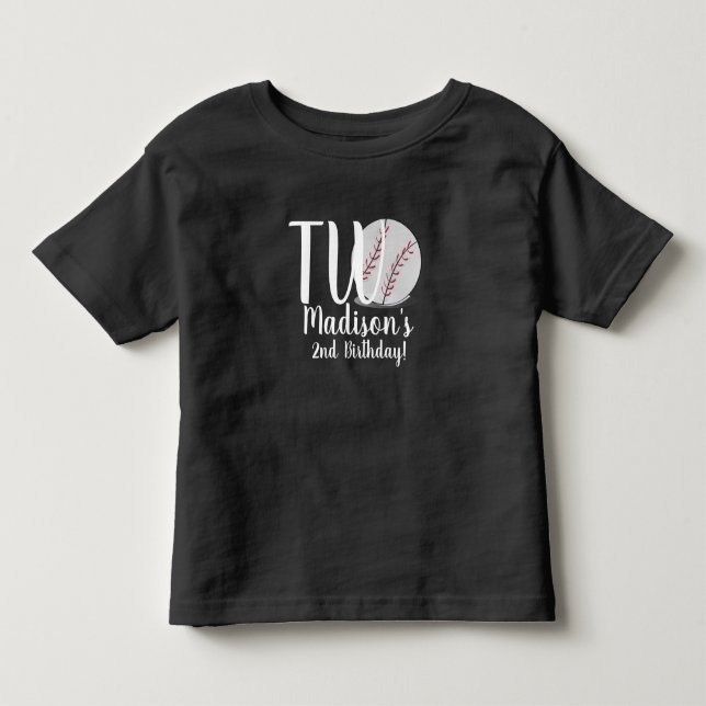 Camisas de 2º aniversário de beisebol para bebê (Frente)