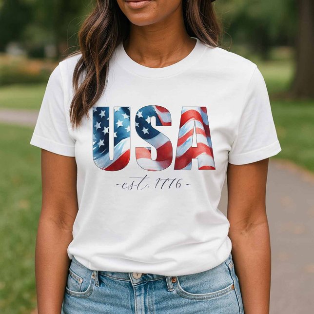 Camisas de 4 de julho (Patriotic t shirts with USA est 1776 American Flag)