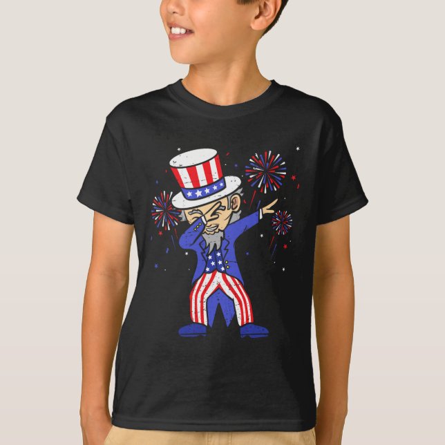 Camisas De 4 De Julho Para Crianças Engraçadas Dab (Frente)