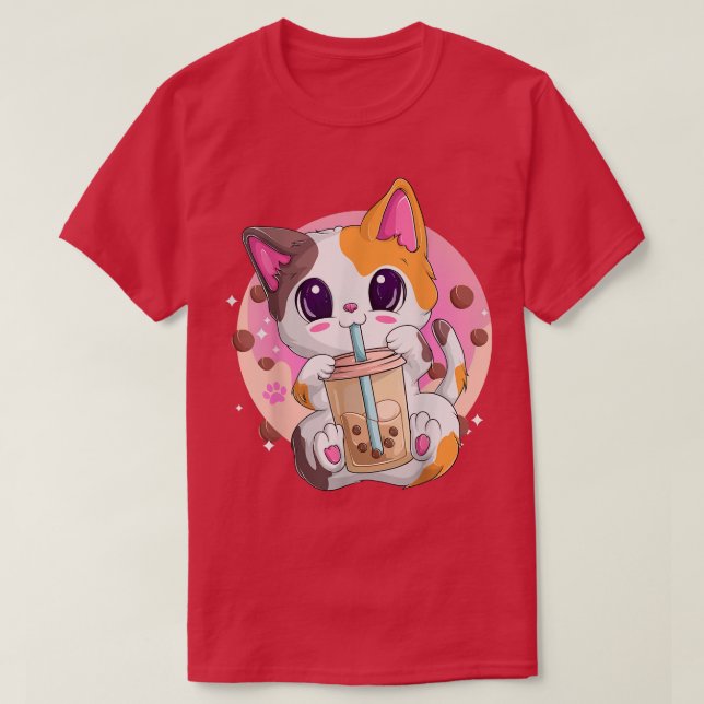 Camisas De Animação De Gato De Chá Para Mulheres,  (Frente do Design)