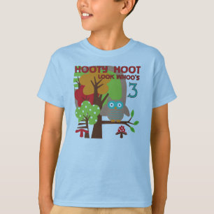 Camisas de aniversário de 3 anos de coruja e prese