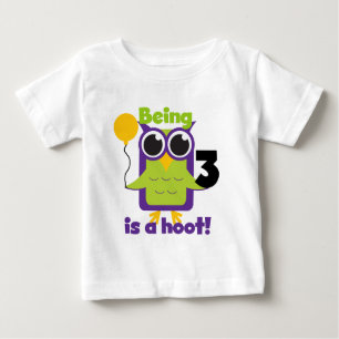 Camisas de aniversário de 3 anos de Hoot Owl e pre
