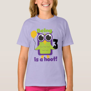 Camisas de aniversário de 3 anos de Hoot Owl e pre