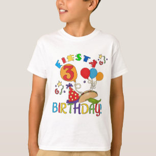 Camisas de aniversário de 3 anos Fiesta e presente