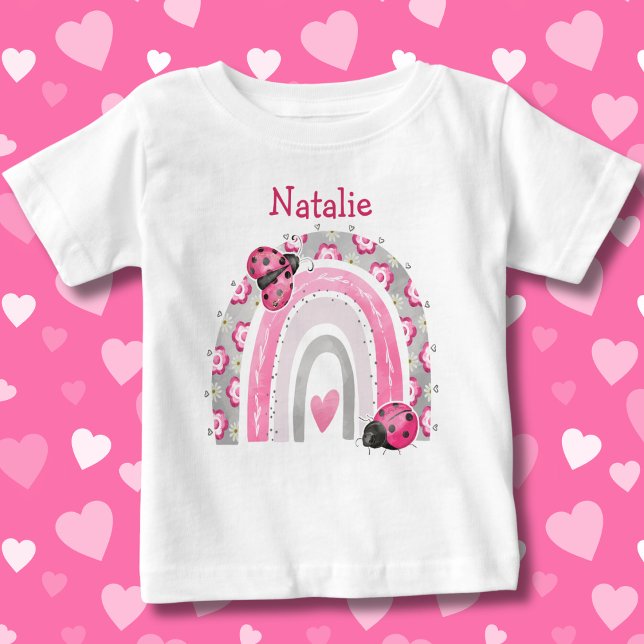 Camisas de Bebê Joia Pink com Arco-íris (Criador carregado)