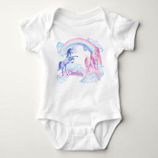 Camisas de bebê personalizadas do Unicorn (Frente)