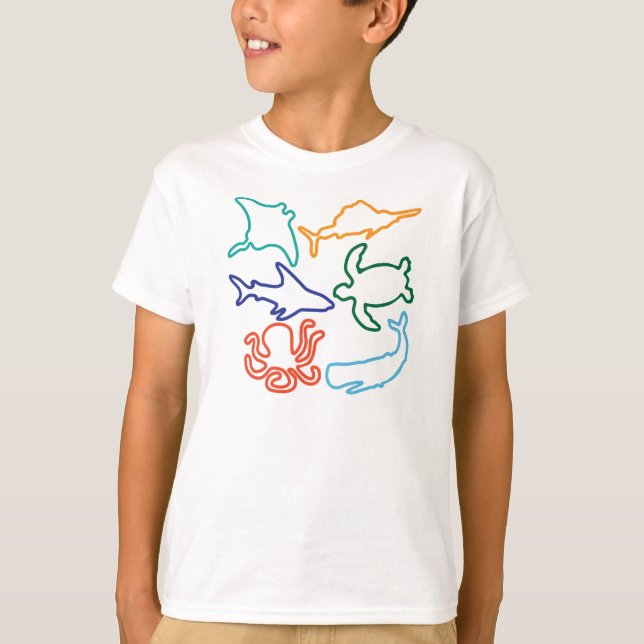 Camisas de Crianças e Animais do Mar (Frente)