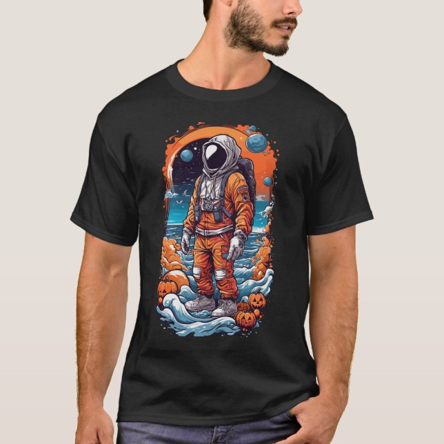 Camisas de Dia das Bruxas do Astronauta Spooky (Frente)