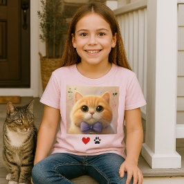 Camisas de Gatas Fofas Gata Rosa para Meninas