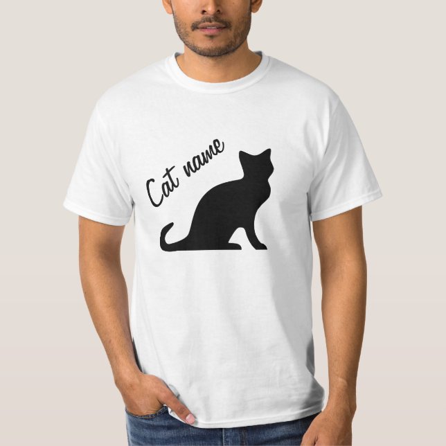 Camisas de gato preto com nome de animal de estima (Frente)
