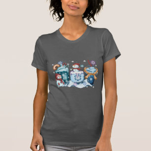 Camisas de Manga Curta Snowman Coffee