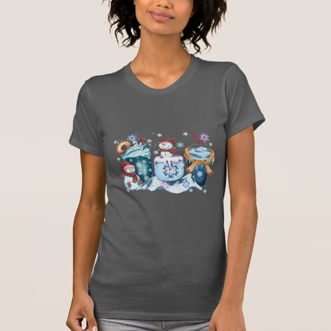 Camisas de Manga Curta Snowman Coffee (Frente)