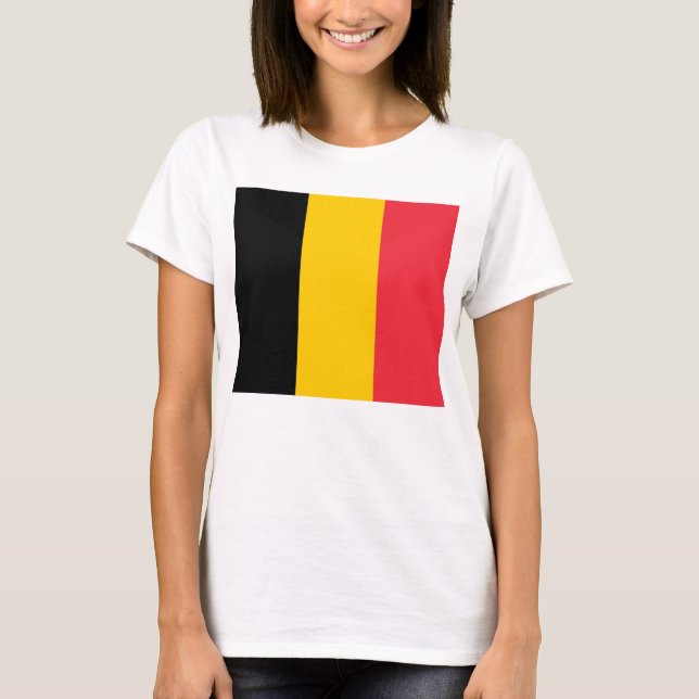 Camisas de mulheres com bandeira da Bélgica (Frente)