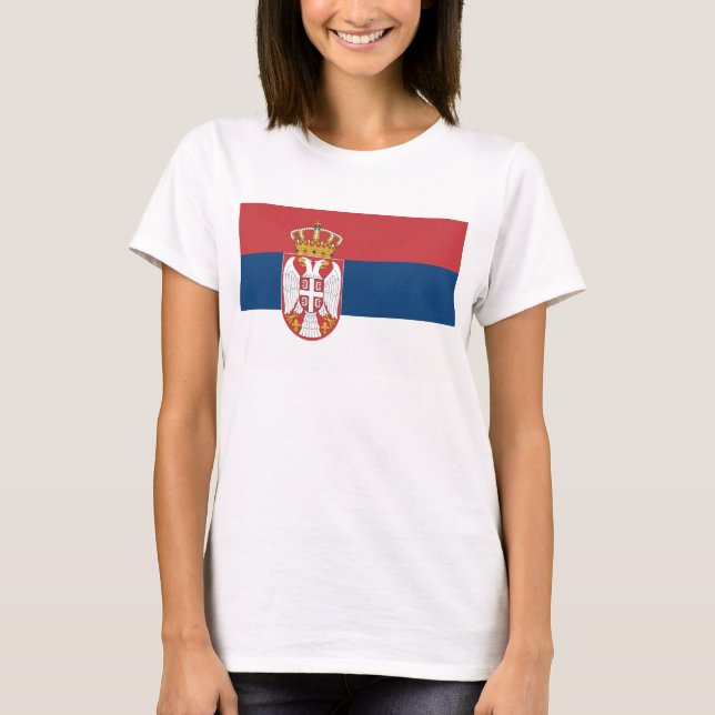 Camisas de mulheres com bandeira da Sérvia (Frente)