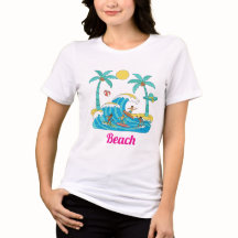 Camisas de Mulheres de Praia de Desenhos Animados 