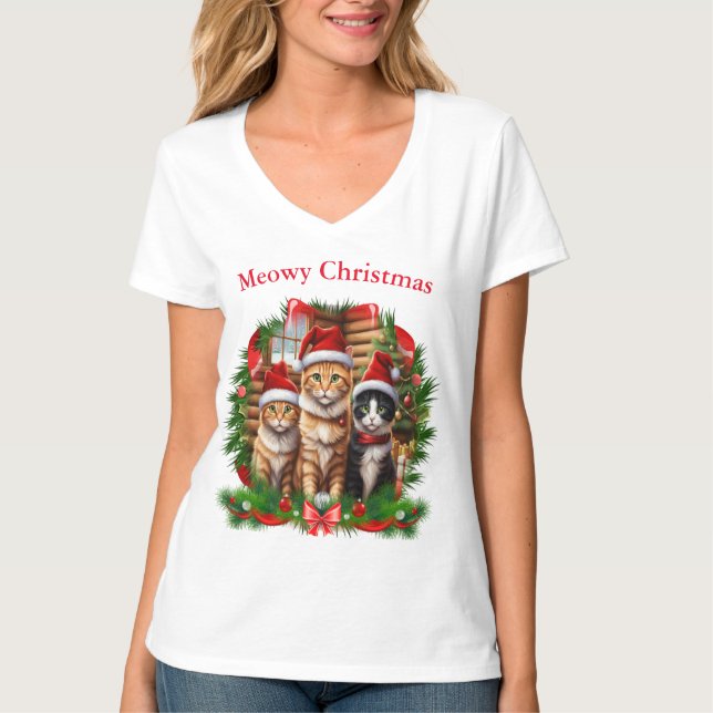 Camisas de Natal Gatos (Frente)