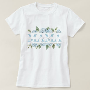 Camisas de Nomes de Crianças Florais Hortênsias Az