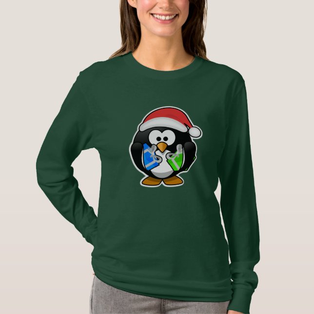 Camisas de Papai Noel do pinguim (Frente)