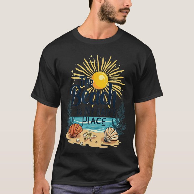 Camisas de praia A praia é meu lugar feliz Casu (Frente)