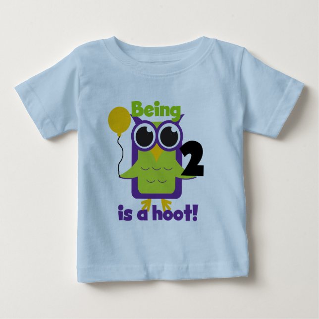 Camisas de segundo aniversário de Hoot Owl e prese (Frente)