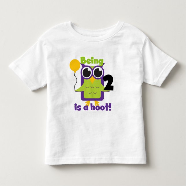 Camisas de segundo aniversário de Hoot Owl e prese (Frente)