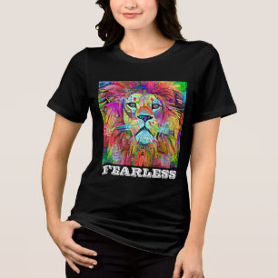 CAMISAS DE T-SHIRT ARTE DE LEÃO SEM MEDO