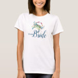 Camisas do Partido Bridal do Casamento de Praia<br><div class="desc">Encaixe o seu esquadrão ao estilo litoral com estas camisetas festais divertidas e vibrantes, com um design de caranguejo azul original e um roteiro ousado de "Tribo Bride" em azul-marinho clássico. Perfeito para temas de casamento na praia, casamentos de destino, ou um solarenga casamento na praia em Myrtle Beach, essas...</div>