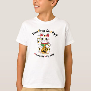 Camisas do T do miúdo afortunado do gato