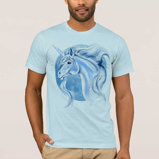 Camisas do unicórnio dos azul-céu e do branco (Frente)
