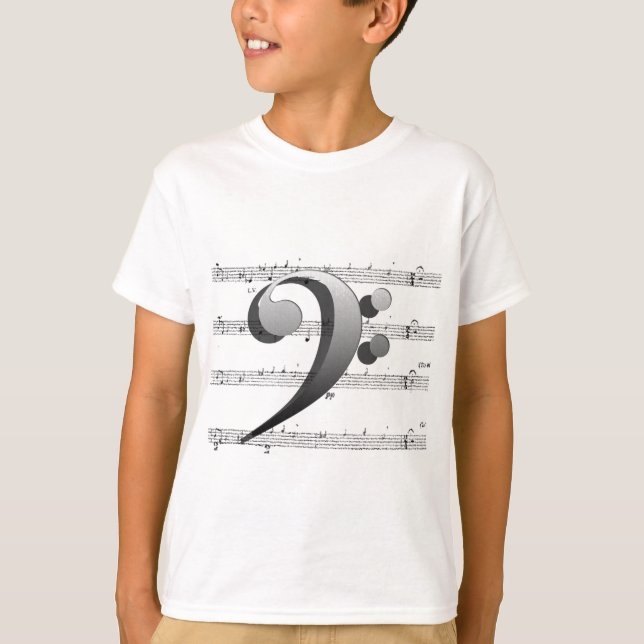 Camisas e roupa da música do Clef baixo (Frente)