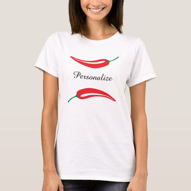 Camisas encarnados da pimenta de pimentão t do (Frente)