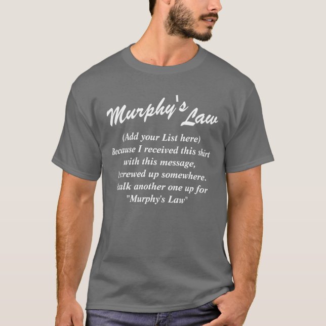 Camisas escuras das leis de Murphy seu texto) (, (Frente)