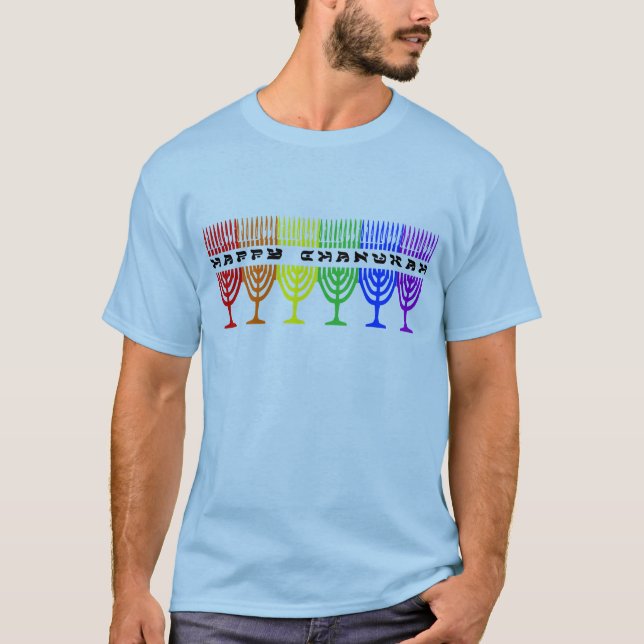 Camisas felizes de Chanukah do arco-íris (Frente)