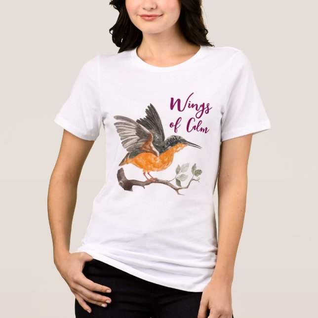 Camisas femininas de design de pássaros elegantes  (Frente)
