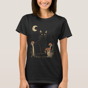 Camisas Florais Boho Cottagecore Pretas de Gato