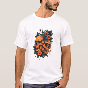 Camisas Florais Góticas de Crânios Gêmeos