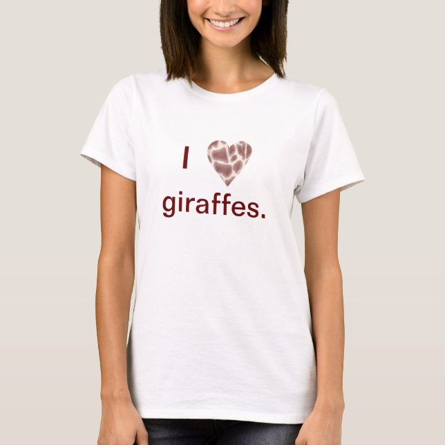 Camisas Giraffe Heart, eu amo girafas (Frente)