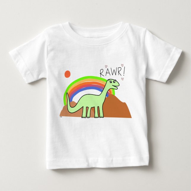 Camisas infantis de Rawr do arco-íris (Frente)