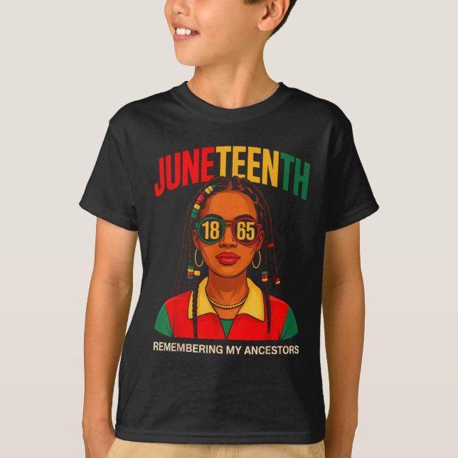Camisas Juneteenth Mulheres Locd Cabelo Lembrando  (Frente)