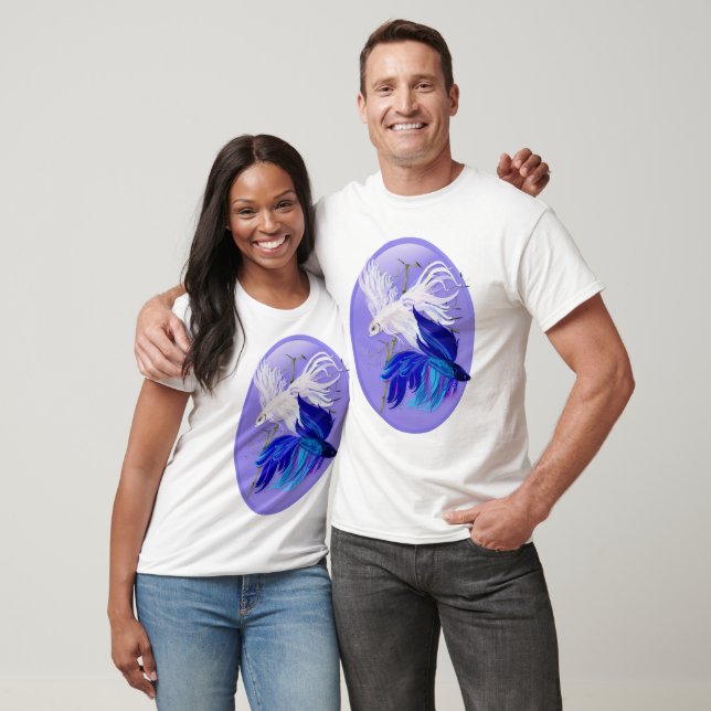 Camisas Oval Azul 'n' Brancas de Combate Siamesa (Unissex)