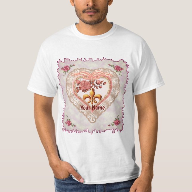 Camisas personalizadas Fleur De Lis Lacy Heart (Frente)
