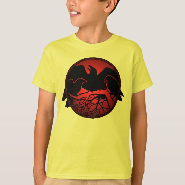 Camisas Raven de Criança Camisas Raven Crow Art Ki (Frente)