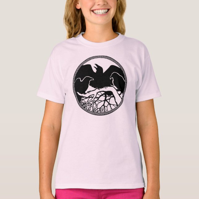 Camisas Raven de Criança Camisas Raven Crow Art Ki (Frente)