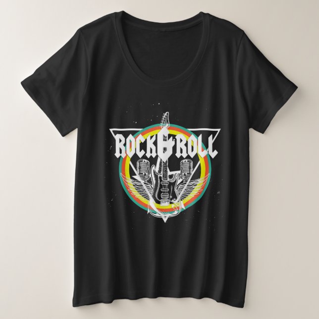 Camisas Rock & Roll Plus para Mulheres - Banda Roc (Frente do Design)